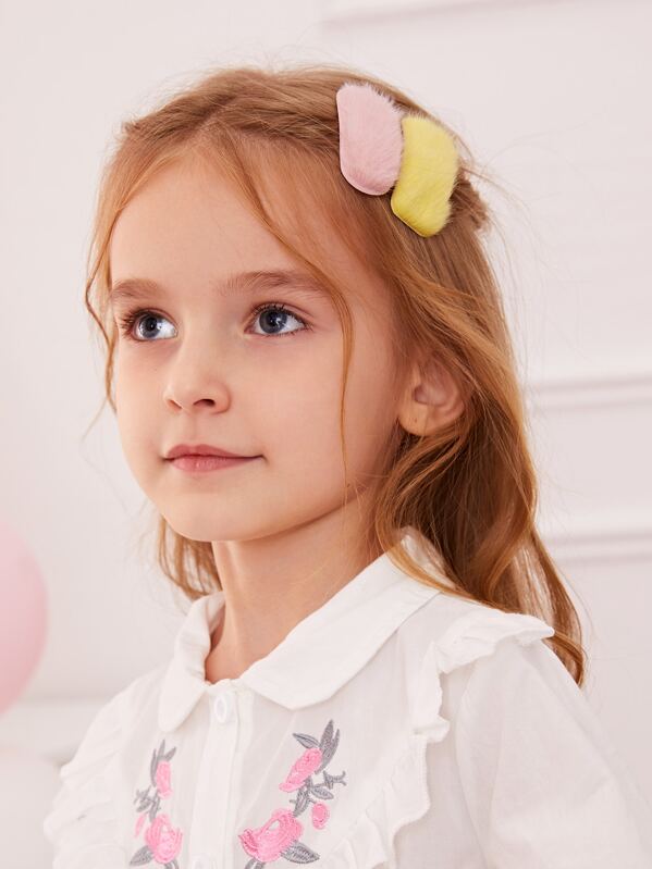 

4pcs Toddler Girls Fluffy Hair Snap Clip, Multicolor