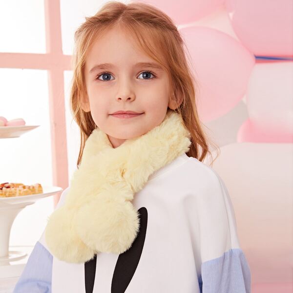

Toddler Kids Faux Fur Tippet Scarf, Beige