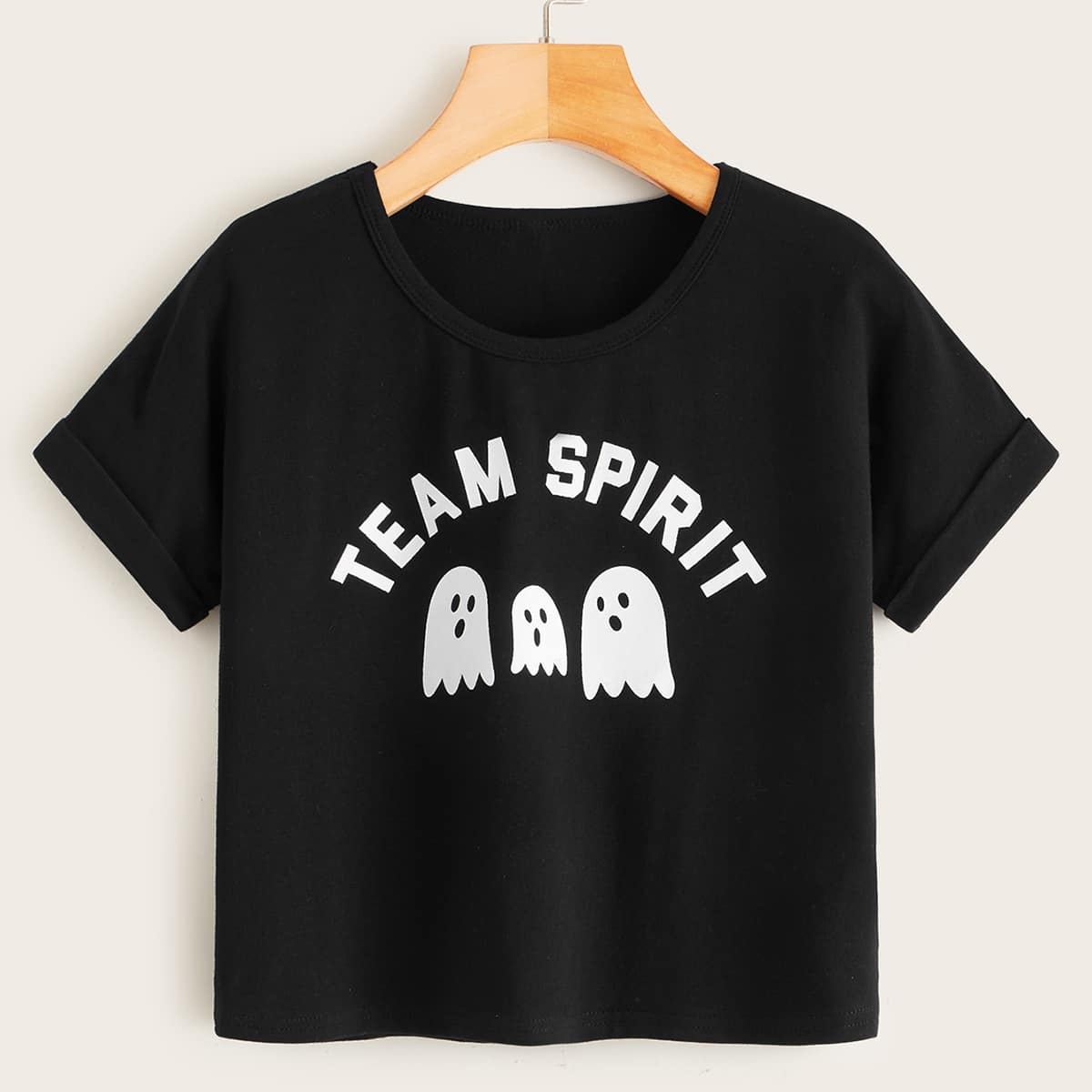 

Halloween Ghost & Letter Graphic Tee, Black