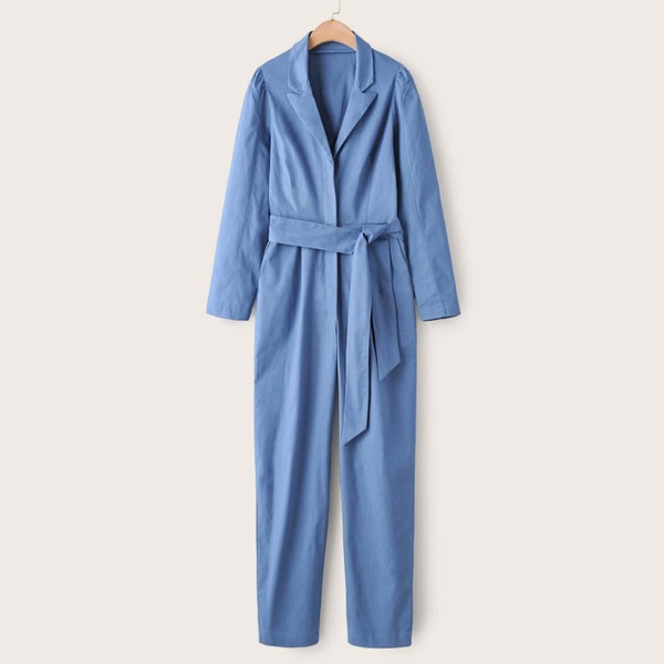 

Lapel Neck Self Tie Jumpsuit