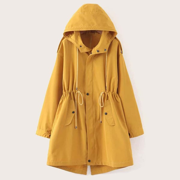 

Drawstring Split Back Hooded Coat