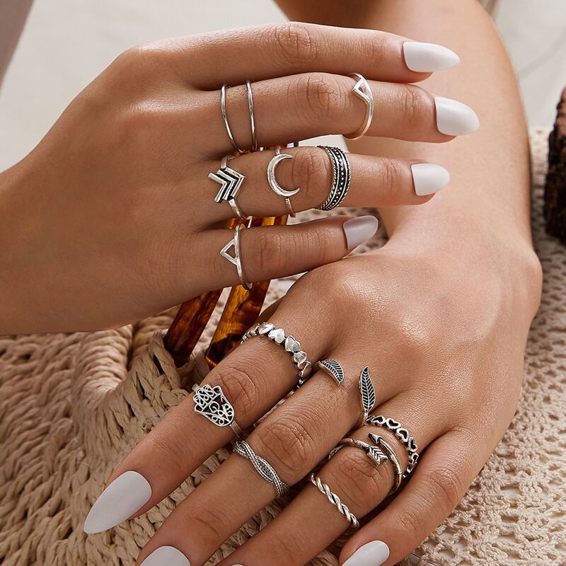 

14pcs Skinny Ring Pack, Silver