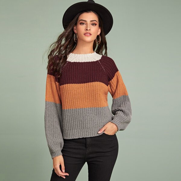 

Color-Block Raglan Sleeve Jumper, Multicolor