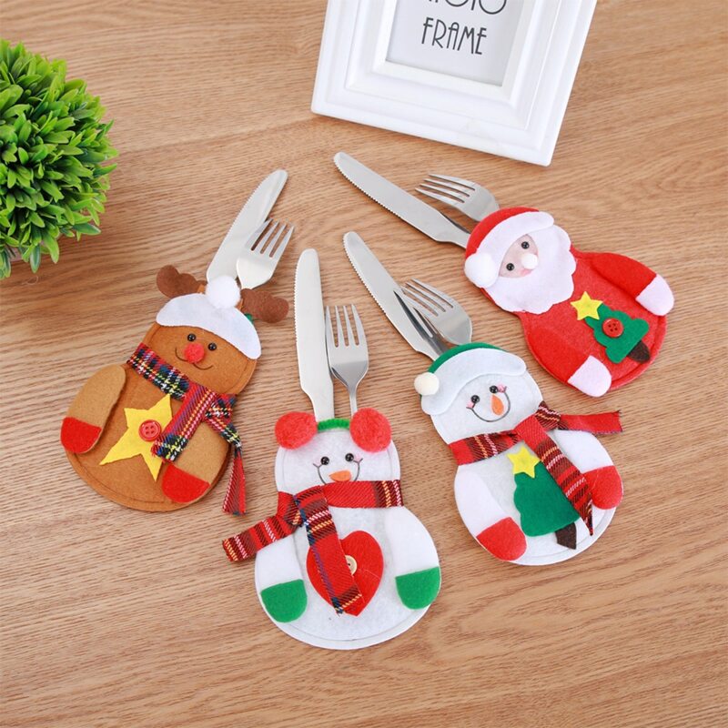 

1pc Christmas Decoration Cutlery Holder, Multicolor