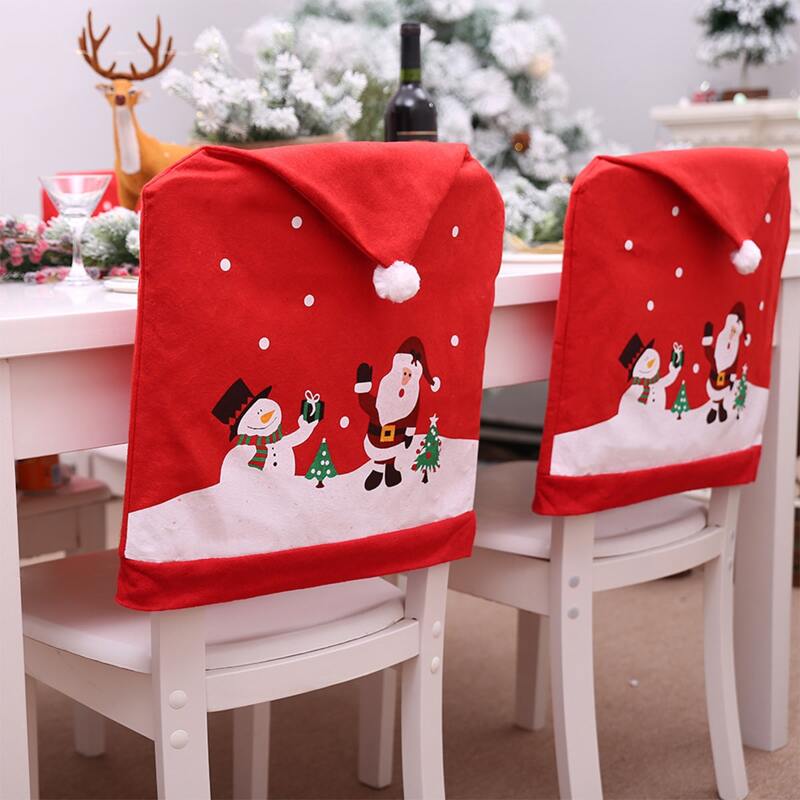 

1pc Christmas Decoration Chair Back Cover, Red