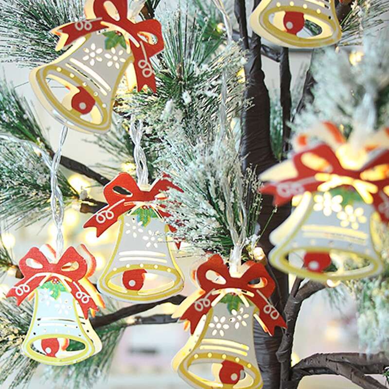 

10pcs Christmas Bell Bulb String Light, Multicolor