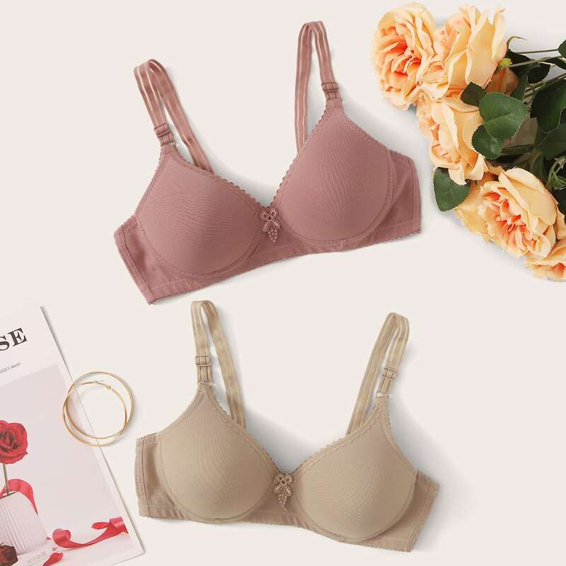 

2pack Solid Bra Set, Multicolor