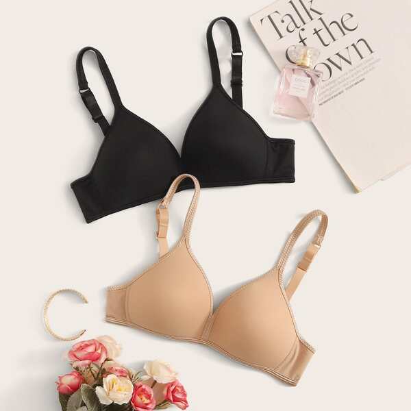 

2pack Solid Bra Set, Multicolor