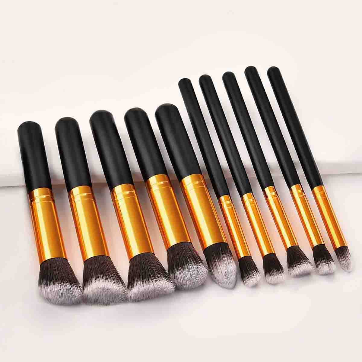

10pcs Duo Fiber Makeup Brush Set, Black