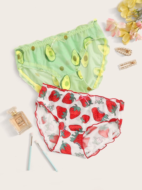 

2pack Avocado & Strawberry Print Panty Set, Multicolor