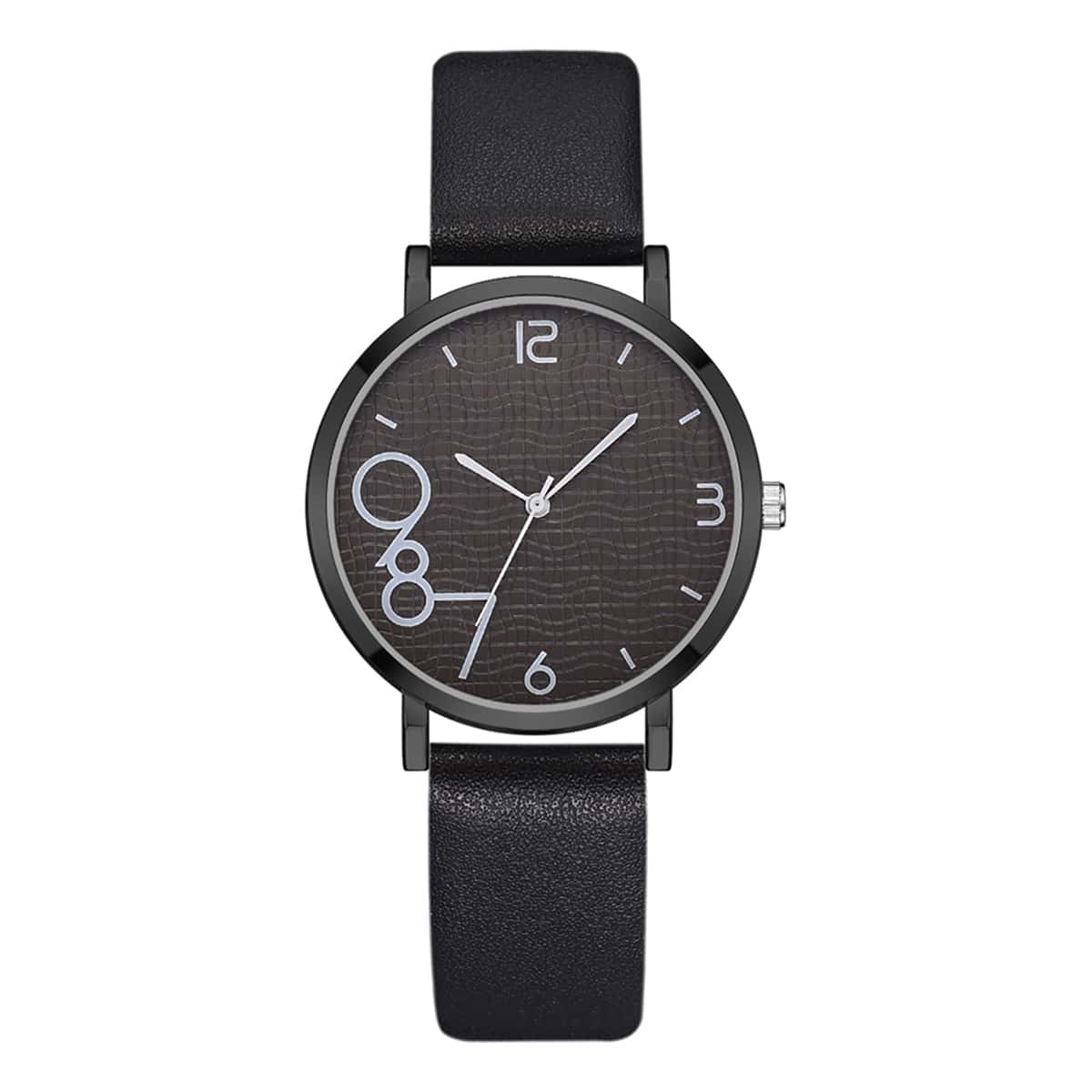 

Pu Strap Round Dial Quartz Watch