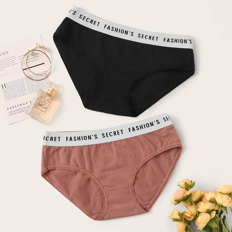 

2pack Letter Tape Panty Set, Multicolor
