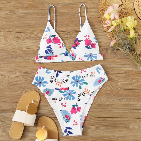 

Floral Random Print Bikini Set, Multicolor