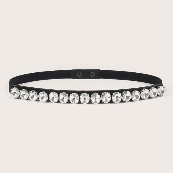 

Rhinestone Decor Belt, Black