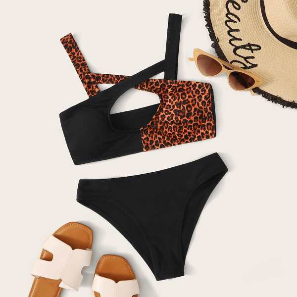 

Leopard Criss Cross Bikini Set, Multicolor