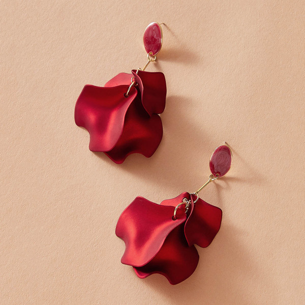 

1pair Christmas Flower Pendant Earrings, Red