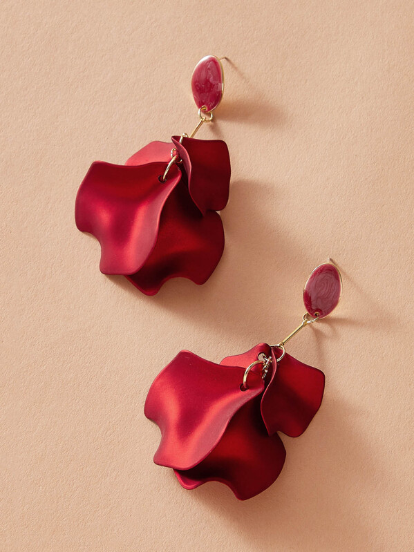 

1pair Christmas Flower Pendant Earrings, Red