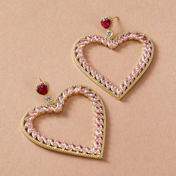 

1pair Hollow Out Heart Drop Earrings, Multicolor