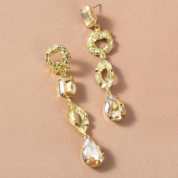 

1pair Textured Geometric Watedrop Earrings, Gold
