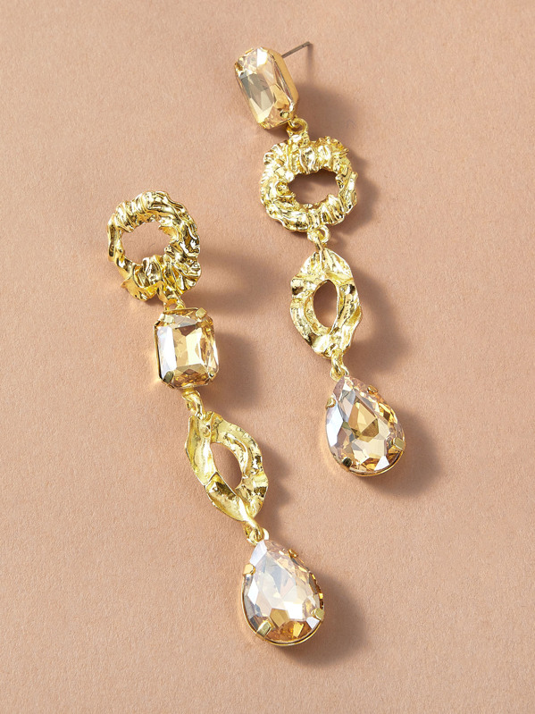

1pair Textured Geometric Watedrop Earrings, Gold
