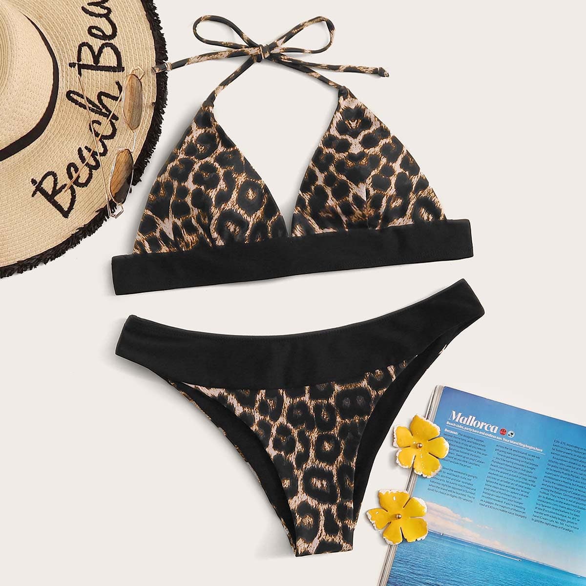 

Leopard Halter Bikini Set, Multicolor