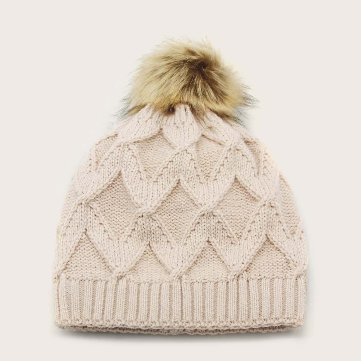 

Solid Braided Cuffed Beanie, Beige