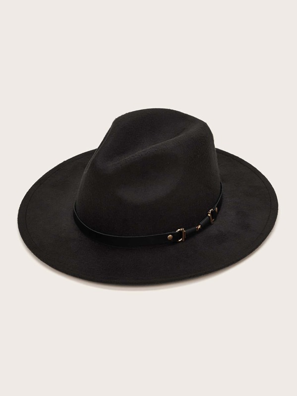 

Belt Decor Floppy Hat, Black