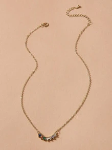 1pc Crystal Pendant Necklace Copper Jewelry - Multicolor - View 2