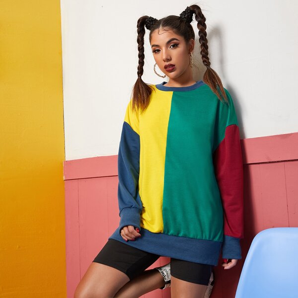 

Color-block Drop Shoulder Sweatshirt, Multicolor