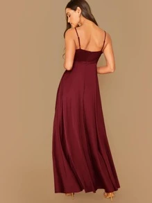 SHEIN Vestido de satén unicolor cruzado - Burdeos - Ver 2