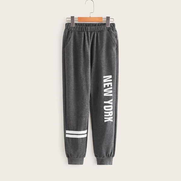 

Boys Slogan Graphic Sweatpants, Grey