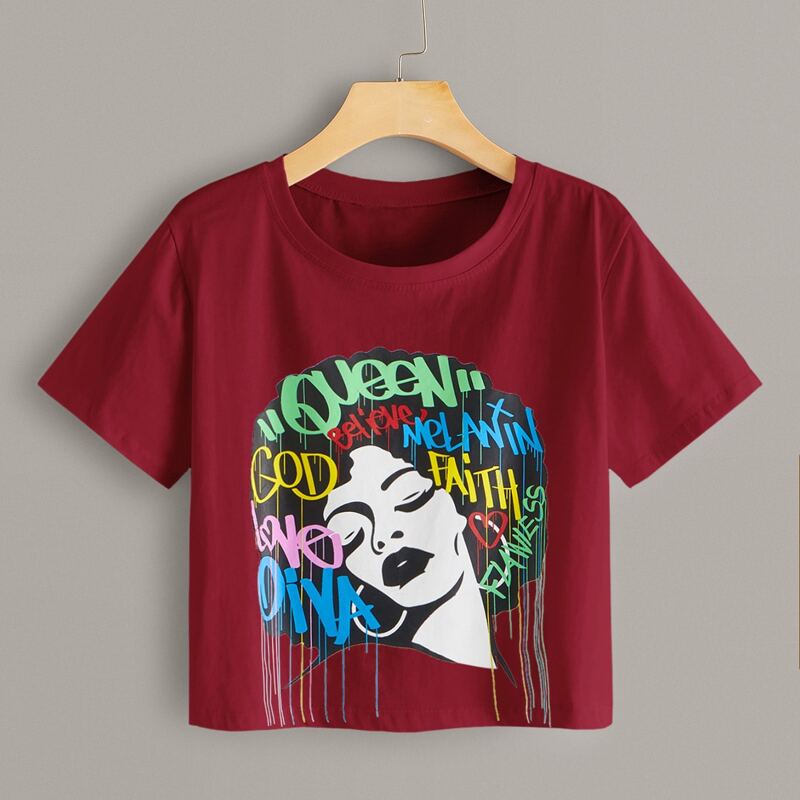 

Letter & Figure Graphic Short Sleeve Tee, Burgundy