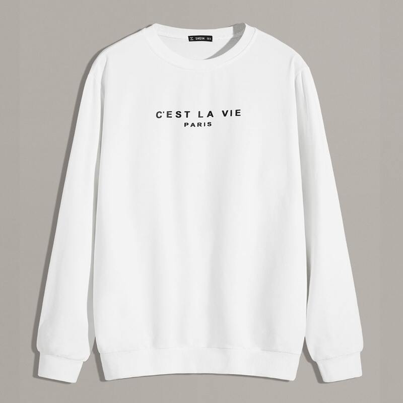 

Guys Slogan Graphic Pullover, White