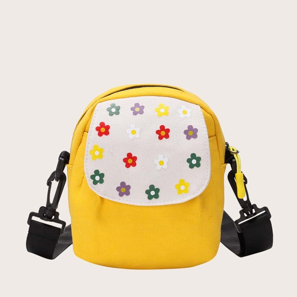 

Girls Flower Print Crossbody Bag, Yellow