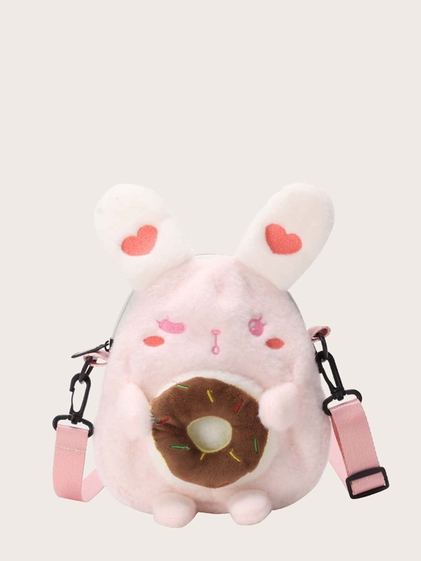 

Girls Rabbit Shaped Fluffy Crossbody Bag, Pink