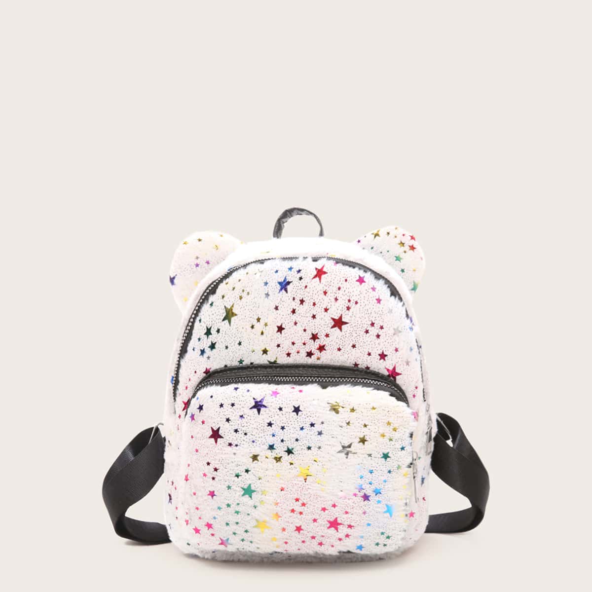 

Glitter Star Decor Fluffy Backpack, Multicolor