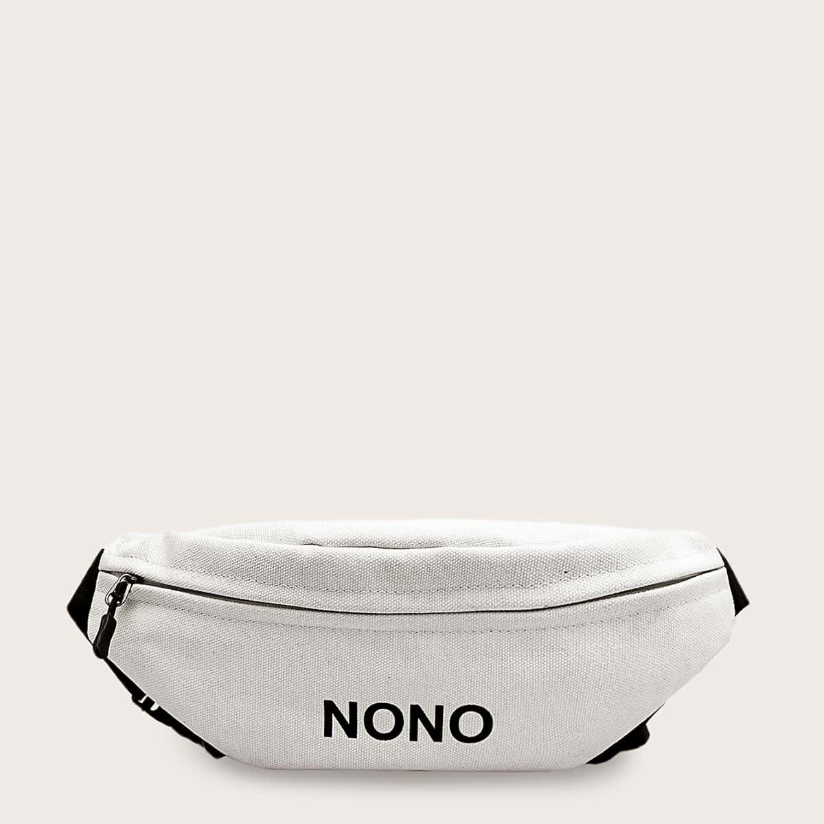 

Letter Graphic Canvas Fanny Pack, White