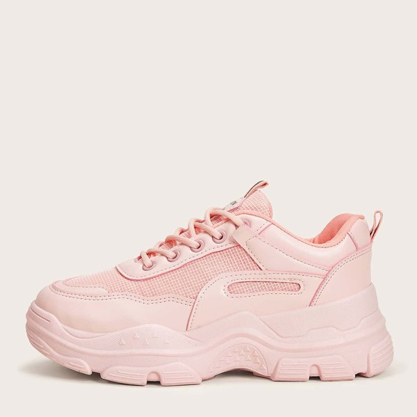 

Lace-up Front Chunky Sneakers, Pink pastel