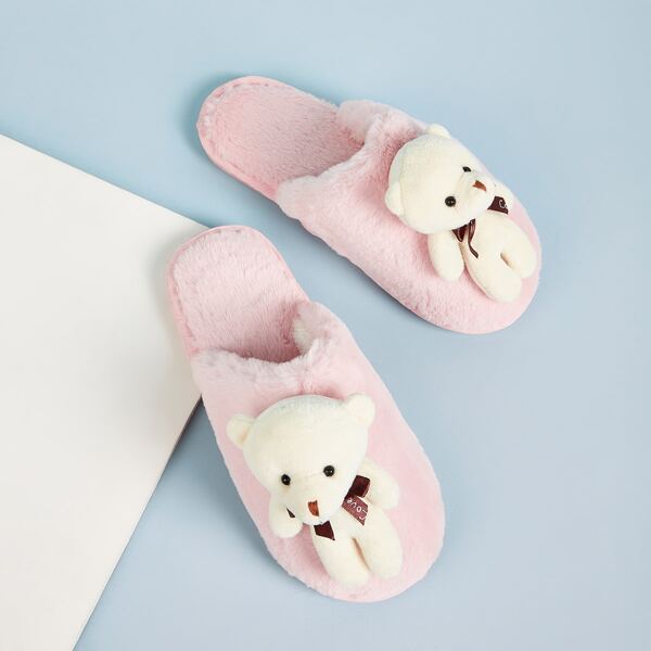 

Bear Decor Fluffy Slippers
