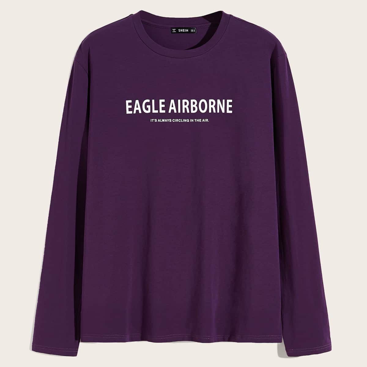 

Guys Slogan Print Tee, Purple