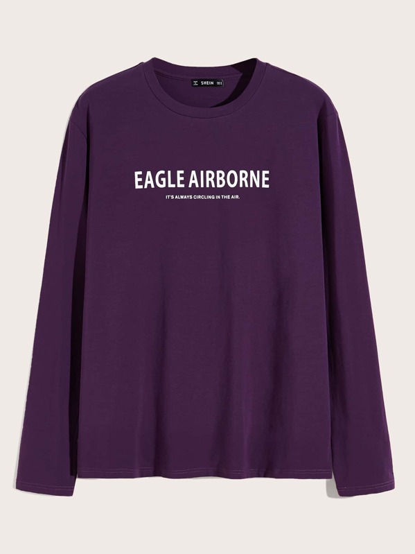 

Men Slogan Print Tee, Purple