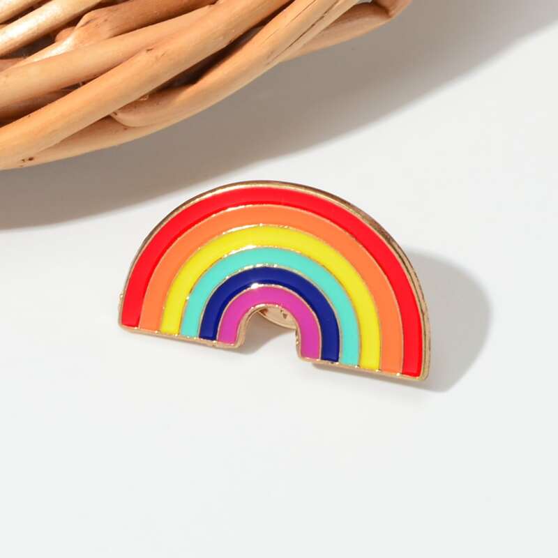 

Rainbow Cartoon Metal Badges Colorful Enamel Brooch For Women Girl Accessories, Multicolor