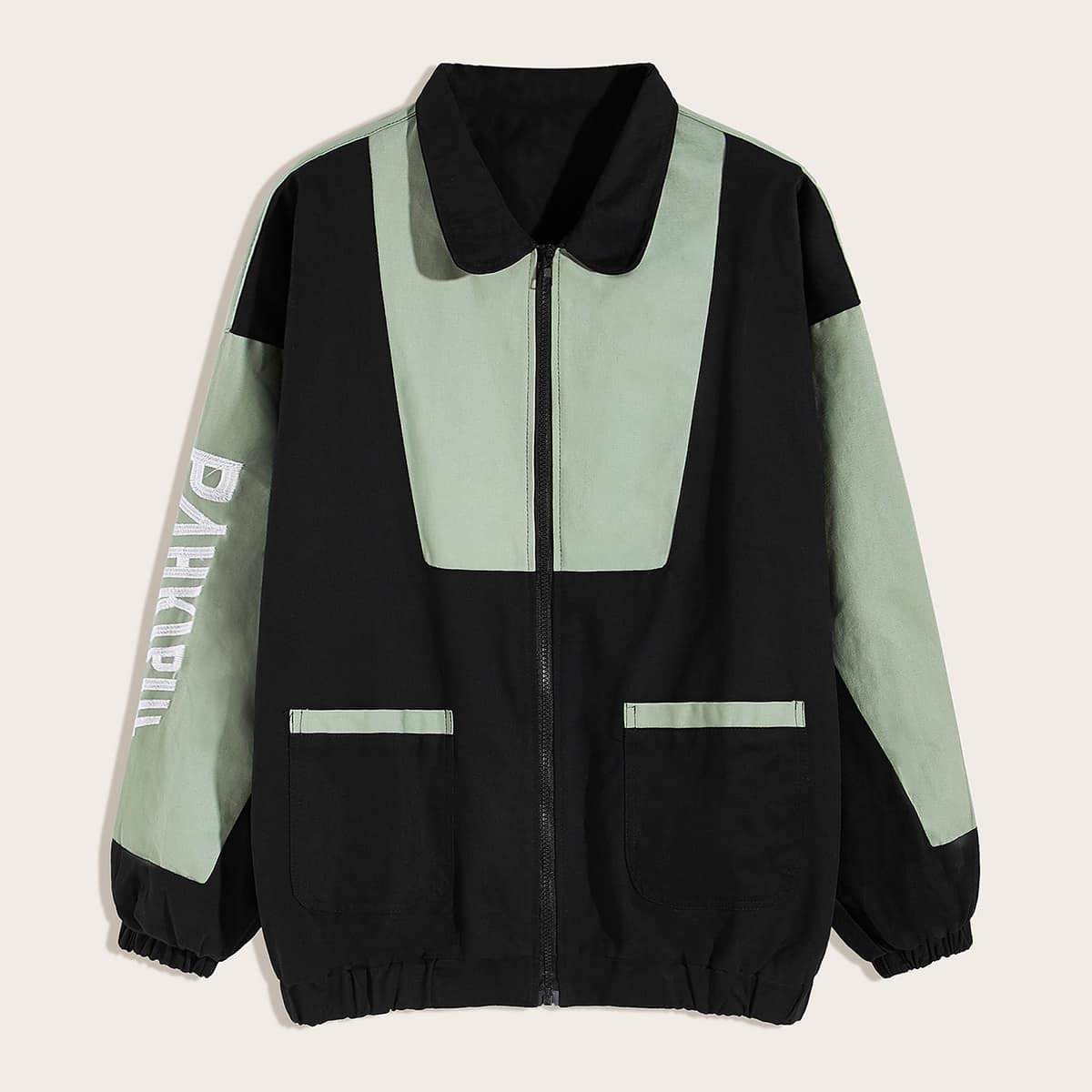 

Guys Two Tone Letter Embroidery Jacket, Multicolor