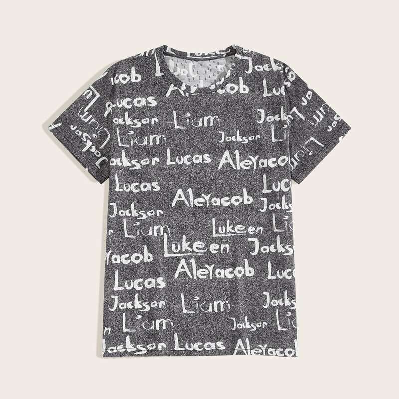 

Guys Letter Graphic Space Dye Tee, Grey