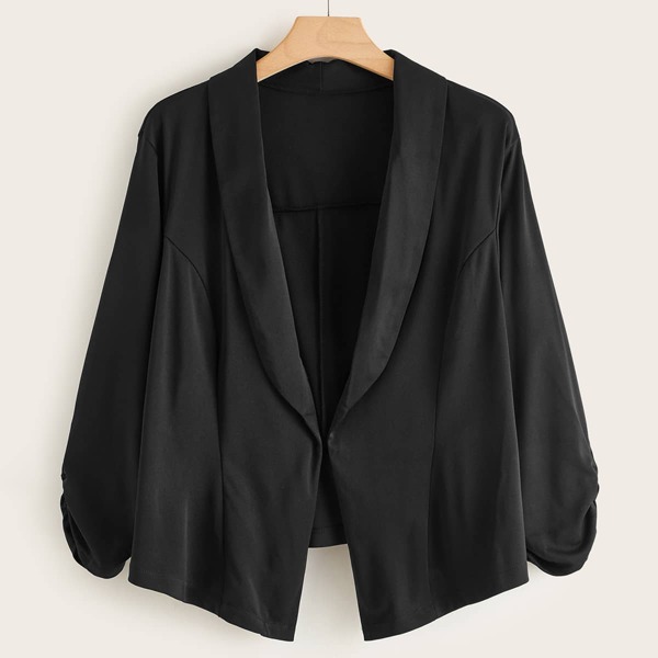 

Plus Solid Shawl Collar Blazer, Black