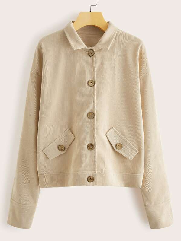 

Button Up Pocket Corduroy Jacket, Beige