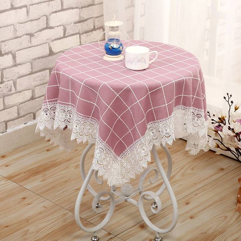 

Plaid Pattern Lace Table Cloth, Pink