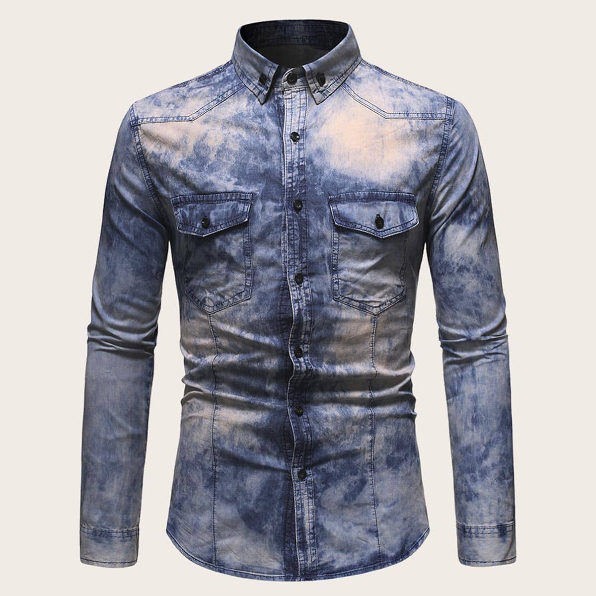 

Guys Pocket Front Washed Denim Utility Shirt, Multicolor