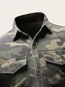 Camisa denim de hombres con estampado de camuflaje | Mode de Camisa denim de hombres con estampado de camuflaje | Mode de