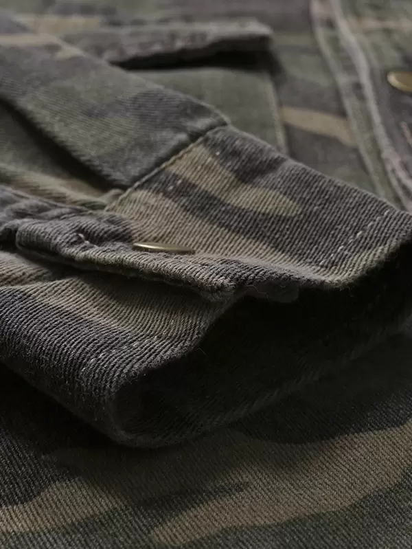 Camisa denim de hombres con estampado de camuflaje | Mode de Camisa denim de hombres con estampado de camuflaje | Mode de